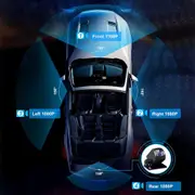 1080P HD 4 Channel Car Dash Camera with 32GB Card