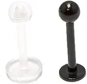 [BodyJewelryOnline] Labret Monroe 2Pcs 16G 8Mm Anodized Surgical Steel + Clear Lip Retainer