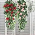 Wedding Vine Silk Garden Decor Fake Rose Flowers Artificial Vine Plant Hanging