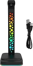 RGB Gaming Headset Stand with 2 USB Ports for Phone Mouse Camera Desk Headset Hanger with 9 RGB Lighting Modes