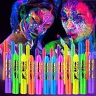 12 PCS Glow Face Body Paint Glow In The Dark Under UV Black Light Sticks Make...