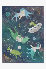 275' x 365' | Machine Washable Runner Rug | Kid & Pet Friendly | Indoor Rug | Dinosaurs in Space Rug | Ruggable