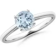 Classic Prong-Set Round Aquamarine Solitaire Engagement Ring