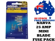 Narva 52725BL 25 AMP MINI Blade Fuse Pack - Car Amplifiers, Auto Electrical