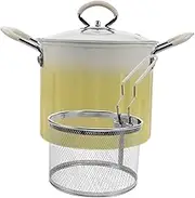 ABOOFAN 1 Set Japanese Tempura Deep Fryer With Lid Cast Iron Deep Fryer With Strainer Basket Turkey Fryer For Fish Shrimp Chicken French Fries