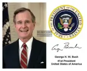 PRESIDENT GEORGE H.W. BUSH PRESIDENTIAL SEAL AUTOGRAPHED 8X10 PHOTOGRAPH
