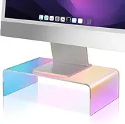 NiHome Iridescent Acrylic Computer Monitor Stand, Acrylic Laptop/PC/Desktop Stand Riser for Desk, Durable, Ergonomic Design, Space Saving for Home and Office