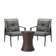 Livsip Outdoor Furniture Setting Ice Bucket Brown Table 2 Seater Bistro Set
