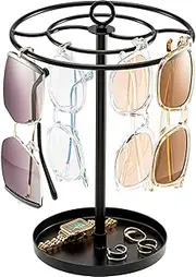 ProCase Sunglasses Organizer Glasses Holder Eyeglasses Stand, Upgraded Large Capacity Sunglass Storage with Metal Frame and Base, 360 Rotating Eyewear Display Rack for Tabletop, Up to 20 Pairs -Black