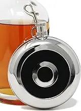 Premium 8 oz, Circular with Cup 304 (18/8) Food Grade Stainless Steel Hip Alcohol Liquor Flask - BPA Free and Leak and Rust Proof - Discrete Drinking Gift