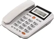 Desktop Corded Landline Phone Big Button Corded Telephone with LCD Display for Elderly Seniors Home Hotel Office Bank Call Center (White)