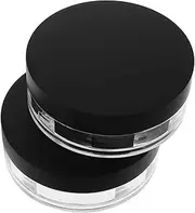 Outanaya 2pcs Small Plastic Round Loose Powder Container with Matte Lid for Travel Lightweight Makeup Powder Case for Face Dust Design for Home Go Use