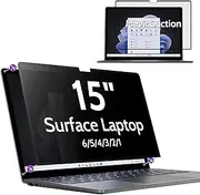 Peslv Privacy Screen for 15 Inch Surface Laptop 6/5/4/3/2/1, MagicSuction™ Removable Anti Spy Black Protector, Glare Blue Light Filter for Microsoft Laptop Computer Monitor
