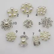 Rhinestone Acrylic Pearl Buttons Silver Color Base Button DIY Craft Beads 10Pcs