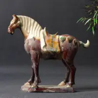 在飛比找蝦皮購物優惠-WBZ7仿古陶瓷馬擺件唐三彩六駿馬全套傢居工藝禮品裝飾藝術品