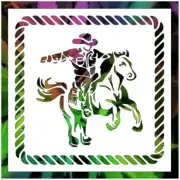 11.5"x11.5" Clear Plastic Stencil - Cowboy w/Rope Border (SAA2) Free Shipping