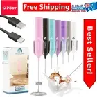 Stainless Steel Rechargeable Frother Wand - Versatile Mixer for Drinks, Pink
