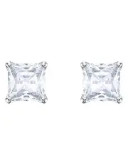 [Swarovski] Stilla Attract Stud Earrings Square Cut Rhodium Plated in White