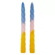 Tapered Candle Light Blue-Pink-Yellow Size 9in h Pack of 4