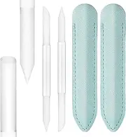 2Pcs Glass Cuticle Pusher, Clear Dual-Ended Nail Cuticle Remover Tool Professional Glass Manicure Stick with Leather Case Fingertip Precision Filing Cuticle Pusher Tools for Nail Salons Home