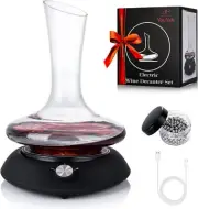 Wine Decanter Set, Red Carafe With Electric Shaker, Base+Decanter