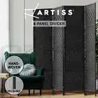 Artiss 4 Panel Room Divider Screen Partition Privacy Fold Stand Woven Black