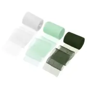 3 Rolls Ribbon Crinkle Chiffon 1.5" 6Yard Light Green Dark Green White