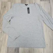 Talbots Metallic Striped Long Sleeve Crewneck Top Grey Silver Women's Medium