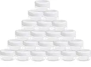 40 Pieces 10g/10ml Refillable Plastic Cosmetic Clear Container jars with Screw-on White Lids for Travel Storage Make Up,Eye Shadow,Jewelry,Nails,Powder,Paint