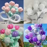在飛比找momo購物網優惠-派對佈置鬱金香DIY氣球花6入組-送打氣筒(生日氣球 派對布