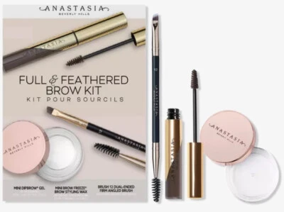 Anastasia Beverly Hills Full & Feathered Brow MINI Kit IN MEDIUM BROWN,NEW W/BOX