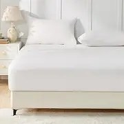 LINENOVA King Fitted Sheet Set - 3-Piece Ultra-Soft 1800TC Premium Double Brushed Microfiber, Extra Deep 40cm Fitted Sheet & 2 Pillowcases (48x74cm), White, King Size
