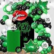119 PCS Leaf Balloon Garland Arch Kit Weed Balloons 420 Party Decorations Lips Foil Mylar Balloons for Weed Party Supplies