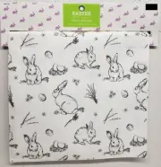 1 Fabric Printed Kitchen Table Runner (13"x72") BLACK & WHITE EASTER BUNNIES, HL