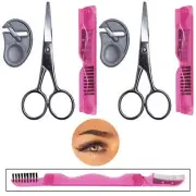 6 Pc Eyebrow Scissors Grooming Kit Eye Lashes Brush Comb