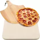 PIZZA STONE | Rectangular Pizza Stone for Oven Baking & BBQ Grilling with Free W