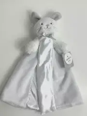 RARE NWT Carters White Gray Grey Plush Bunny Rattle Satin Baby Security Blanket