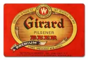 GIRARD PILSENER BEER METROPOLIS BREWERY 18" HEAVY DUTY USA MADE METAL ADV SIGN