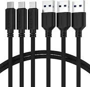 Sabrent [3-Pack] 22AWG Premium 3ft USB-C to USB A 3.0 Sync and Charge Cables [Black] (CB-C3X3)