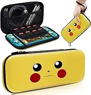 Carrying Case for Nintendo Switch & Switch OLED Model,with 20 Games Cartridges Protective Hard Shell Travel Carrying Case Pouch for Console & Accessories (Yellow)