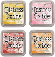 Ranger Tim Holtz Distress Oxide Ink Pads - Fossilised Amber, Worn Lipstick, Fired Brick and Spiced Marmalade