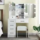 Vanity Dressing Table Set Makeup Desk with LED Lighted Mirror Drawers and Stool