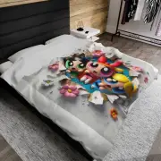 Cute Cartoon Velveteen Plush Blanket - Kids Room Decor, Anime Cartoon Bedset