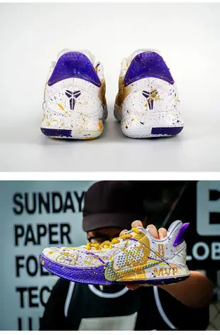 NIKE KB MAMBA 科比曼巴精神黄紫配色手绘鞋子球鞋定制N-0255