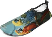 [BTCOWZRV] Water Shoes for Women Men Colorful Parrot Birds Tree Branch Water Sports Shoes Slip-on Breathable Lightweight Athletic Aqua Sock
