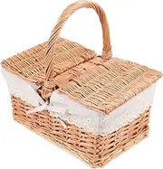 Abaodam Ergonomic Handle Straw Basket Lightweight Outdoor Picnic Storage Basket Decorative Container