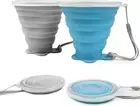 Silicone Foldable Cup, 2 Pack BPA Free Collapsible Travel Mugs, Folding Silicone