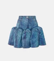 [Area] Area Embellished fur-printed miniskirt 25 blue
