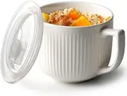 QIXIAOTOUQI Soup Bowls with Handles, 900ml Microwave Soup Bowl with Lid,Large Wide Soup Mugs with Handles, Soup Cups for Ramen, Pastas, Salads, Cereals, Microwave and Dishwasher Safe