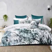Bianca Sherbrooke White Cotton Sateen Quilt Nature Inspired Cover Bedding Set